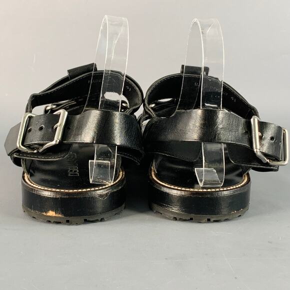 DSQUARED2 Size 8 Harley Black Silver Leather Buckle Sandals - Picture 3 of 8